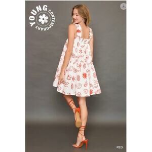 Umgee - Costal Abstract Print Tiered Dress - Medium